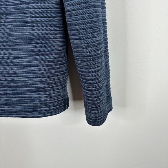 Perry Ellis Blue Textured Long Sleeve Quarter Zip - Picture 2 of 7